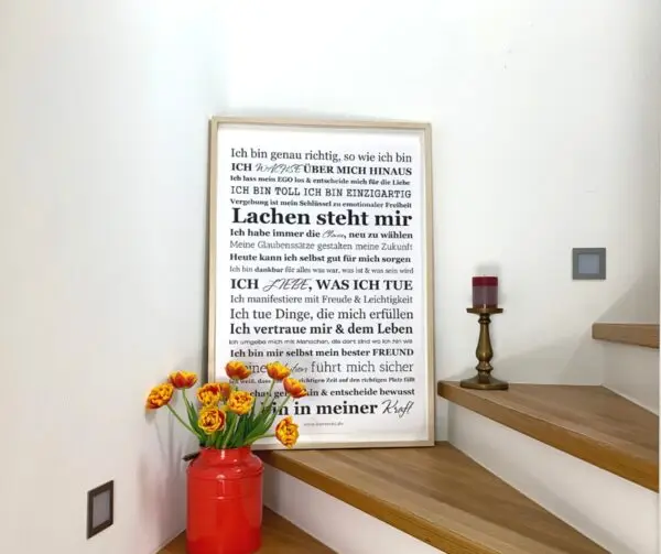 Affirmationsposter mit kraftvollen Affirmationen Glaubenssätze Herzrein