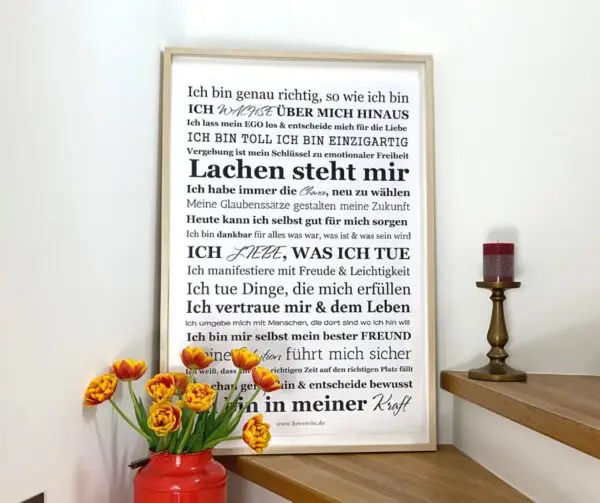 Affirmationsposter mit kraftvollen Affirmationen Herzrein