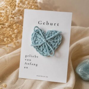 Herzreinkarte Geburt mit drei Taschenherzen