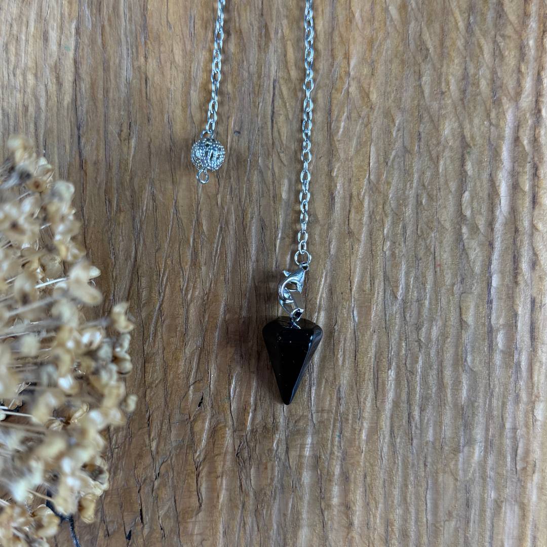 kristall pendel obsidian naturstein herzrein