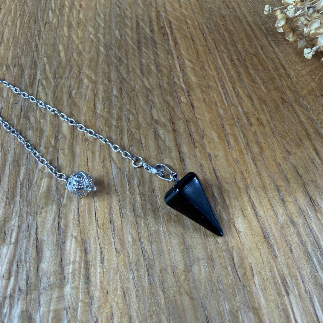 kristall pendel obsidian naturstein glatt