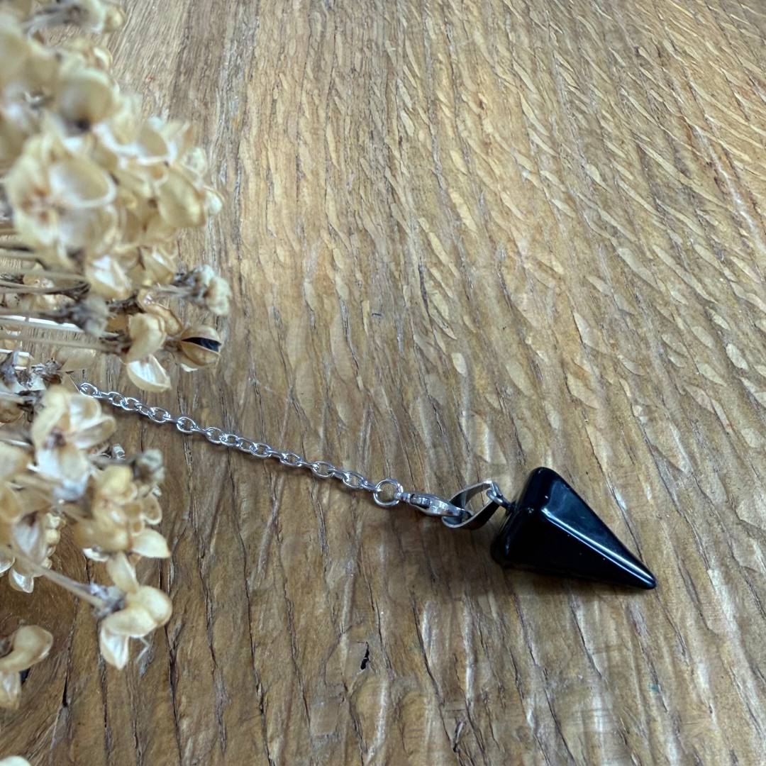 kristall pendel obsidian naturstein poliert