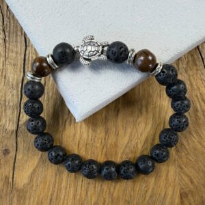Armband Schildkröte mit Schildkröten Symbol aus Lavastein