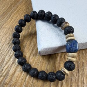 Armband Lavastein für Männer aus natürlichen Lavastein Perlen