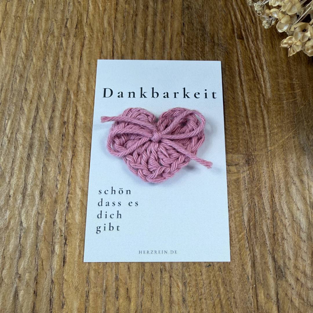 Herzreinkarte Dankbarkeit mit Taschenherz als Geschenkidee
