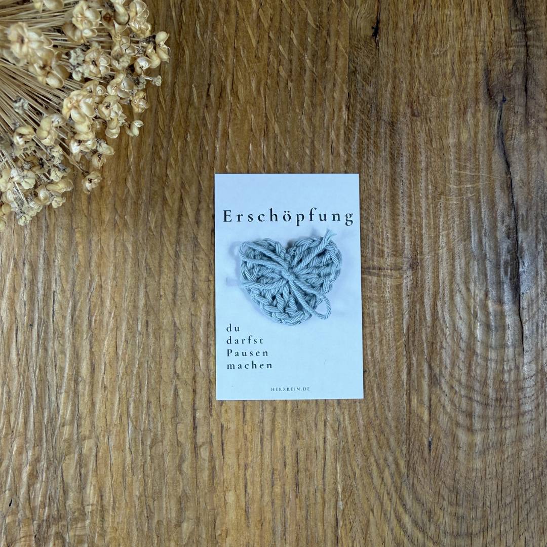 Herzreinkarte Erschöpfung mit Taschenherz als Geschenkidee