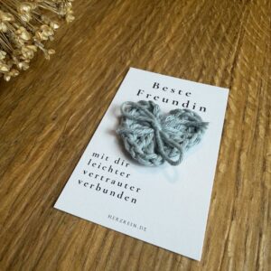 Herzreinkarte Beste Freundin von Herzrein mit handgehäkeltem Taschenherz zum Verschenken