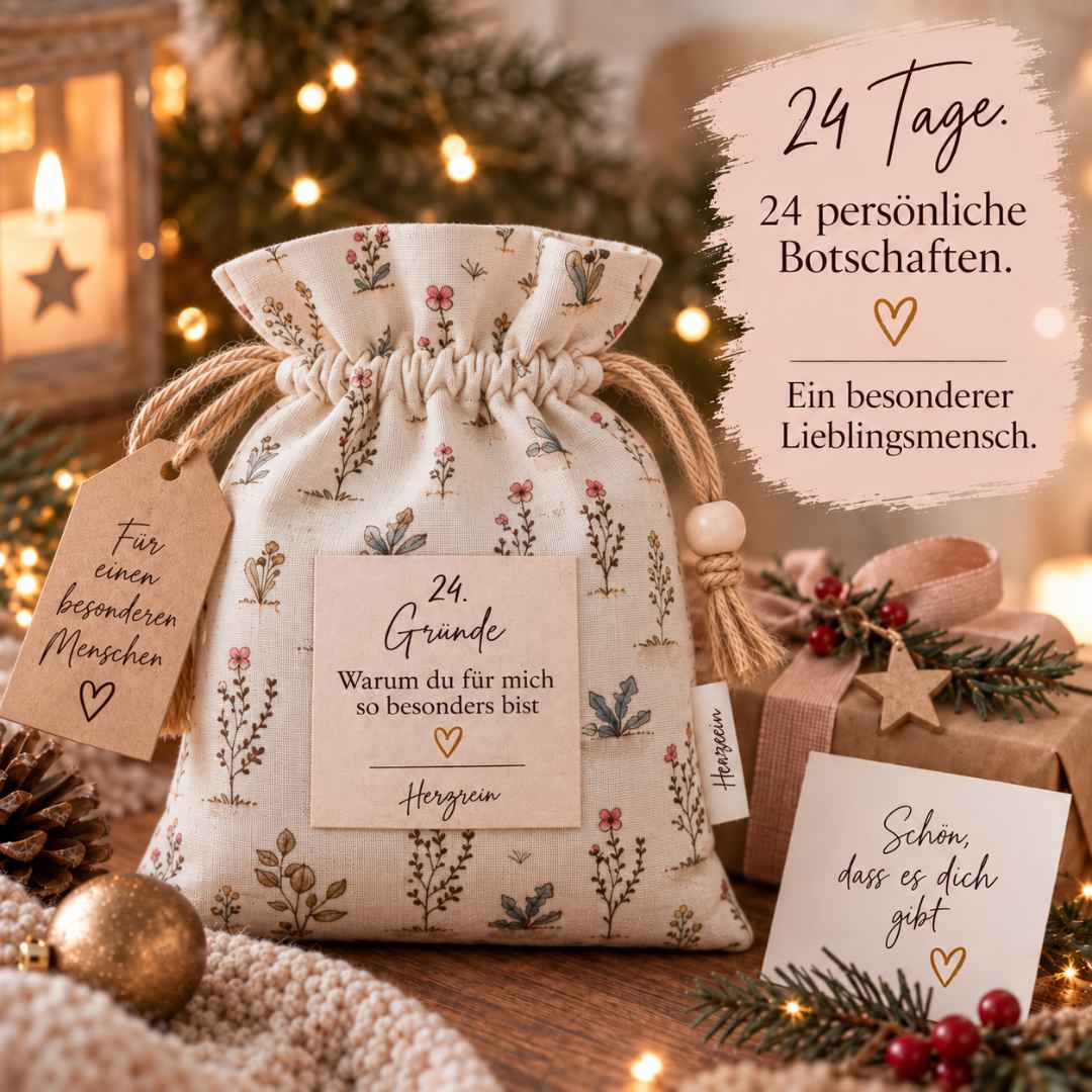 Adventskalender 24 Gründe mit 24 persönlichen Botschaften für einen Lieblingsmenschen