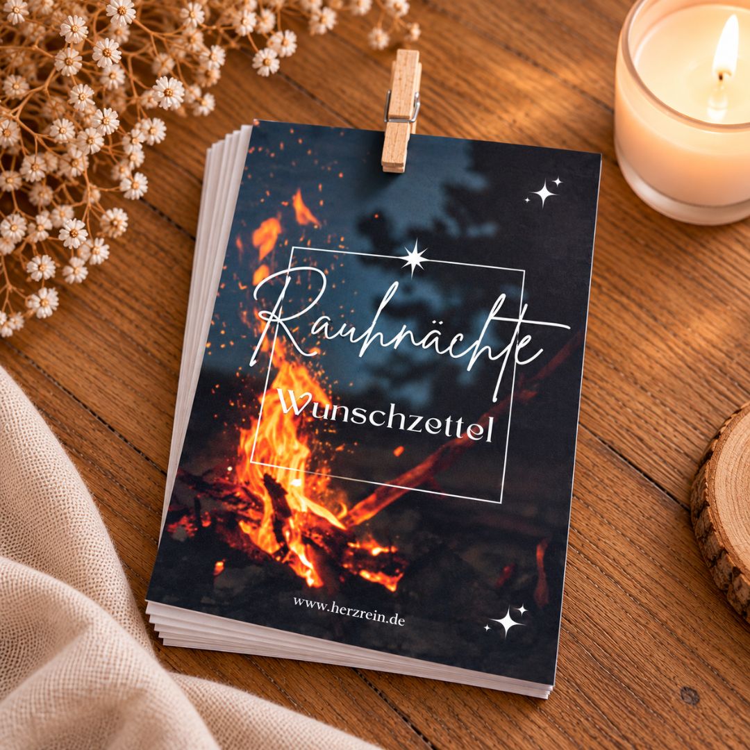 Rauhnächte Wunschzettel Set mit Deckblatt und Holzklammer für das 13-Wünsche-Ritual